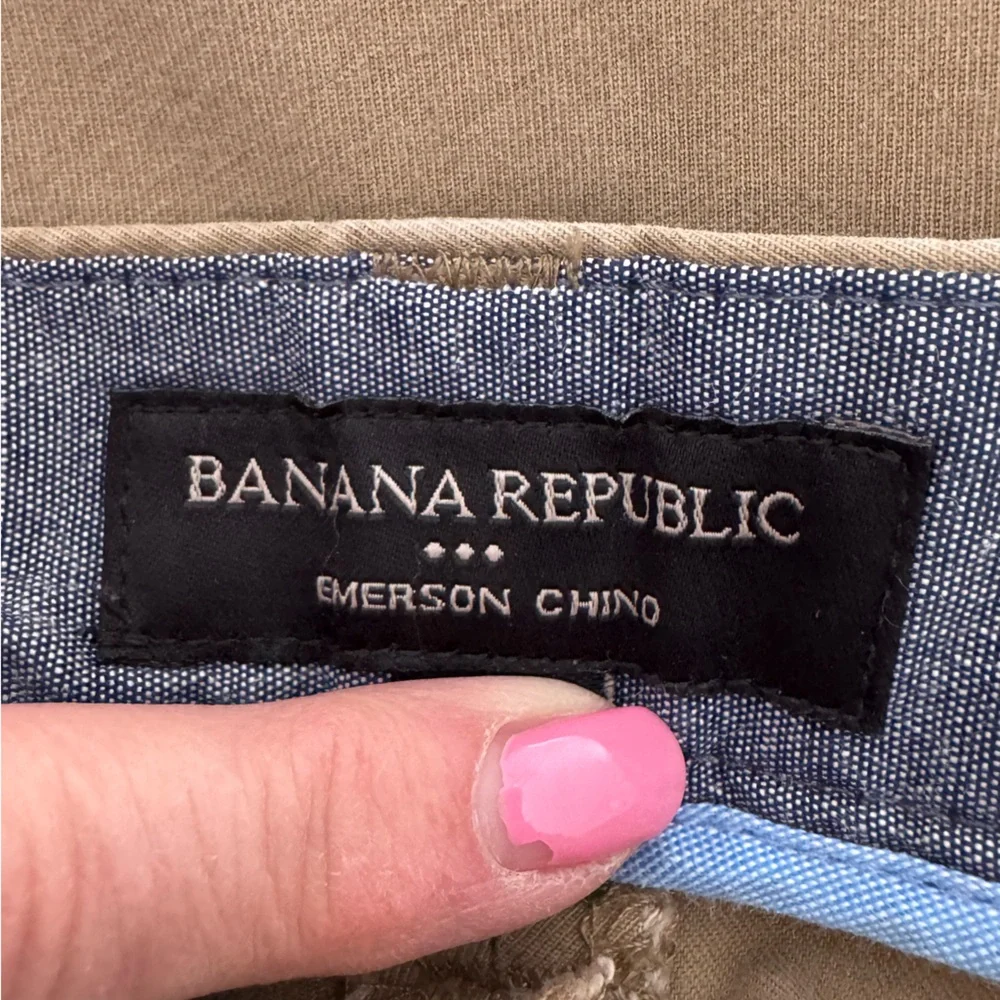 Banana Republic Emerson Chino Pants Beige Flat Front Men’s Size 35x31
